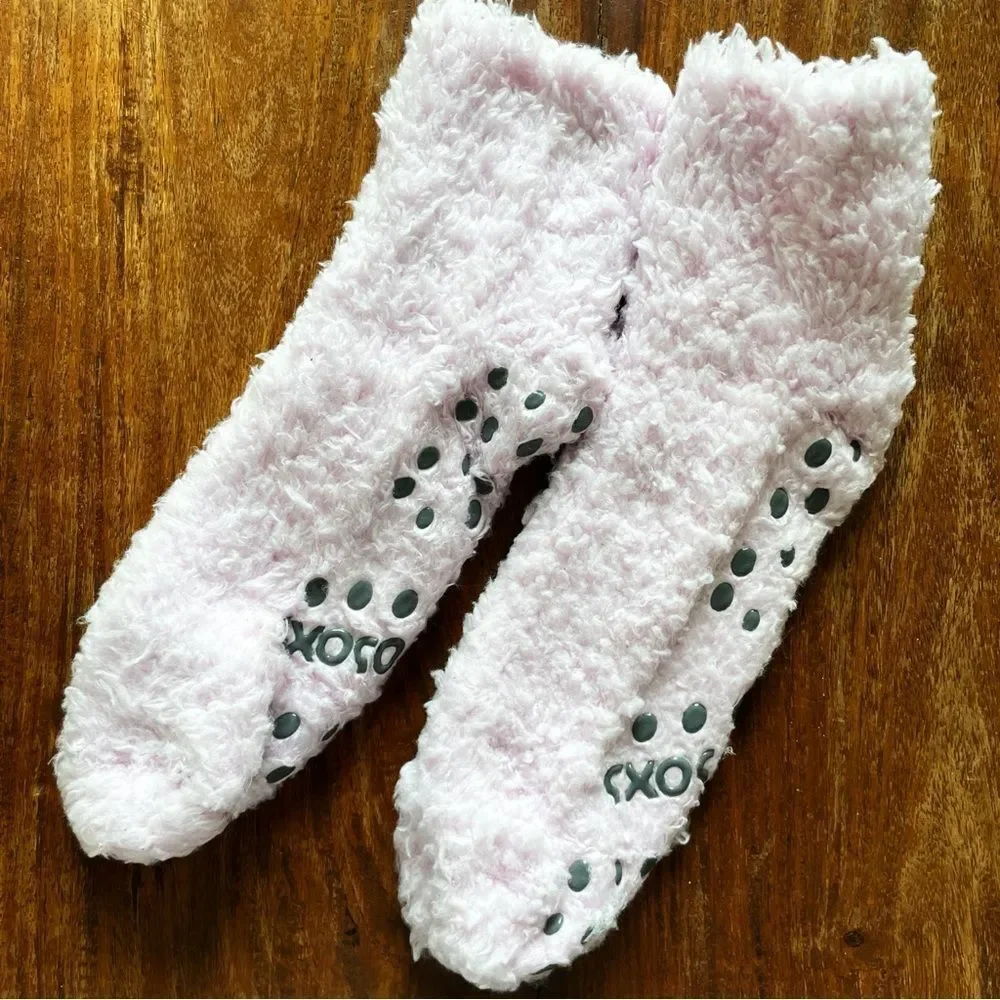 Fluffy Girls Pink Non-Slip Socks 8-12 years Warm Cozy Cabin